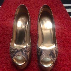 Jimmy Choo snake skin wedges. Size 8.5.